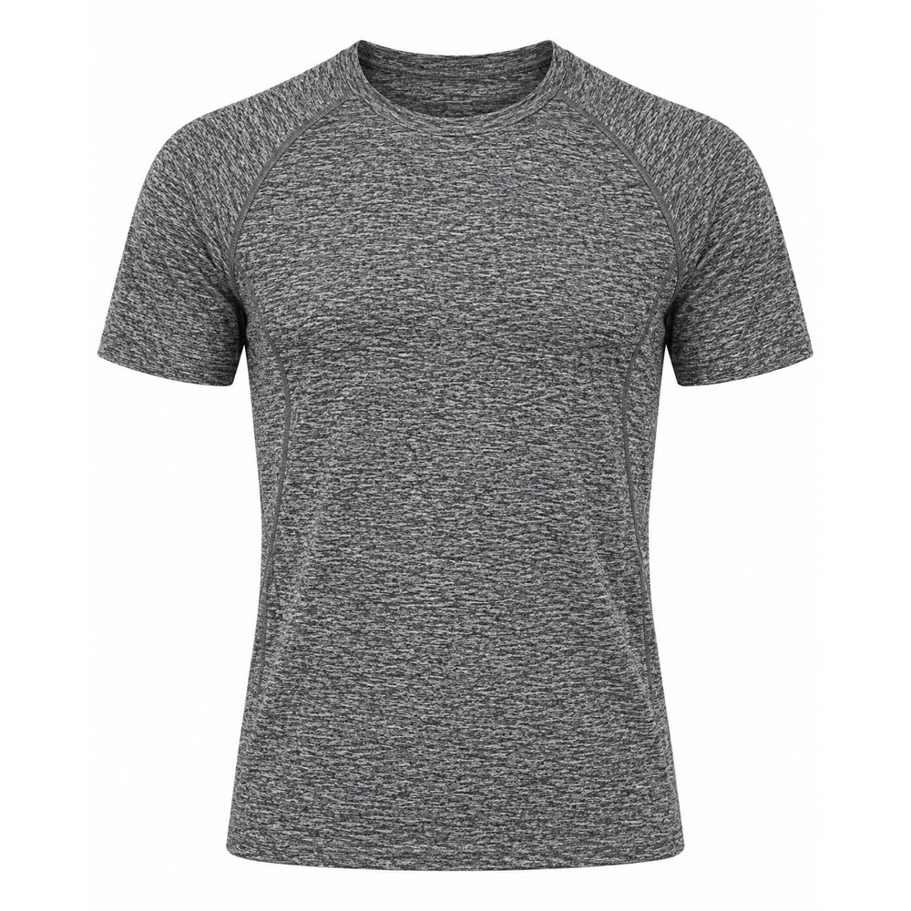 Mens Heather Gray Short Sleeve Active Performance Shirt Stretch Gym Top Small